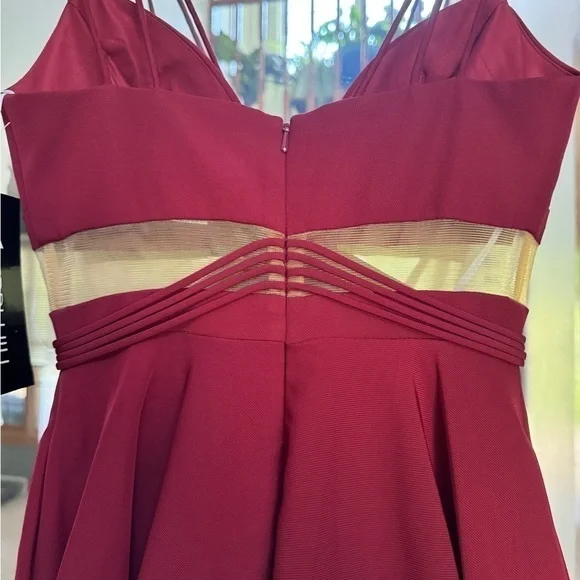 NWT Sherri Hill S15468 Burgundy Mini Dress Size 0 Strappy - Picture 5 of 6